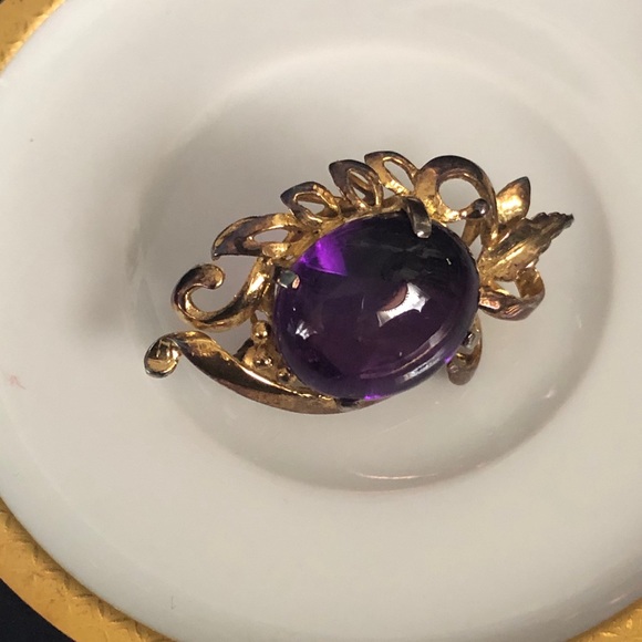 Vintage Jewelry - Vintage 925 Amethyst Brooch Pin